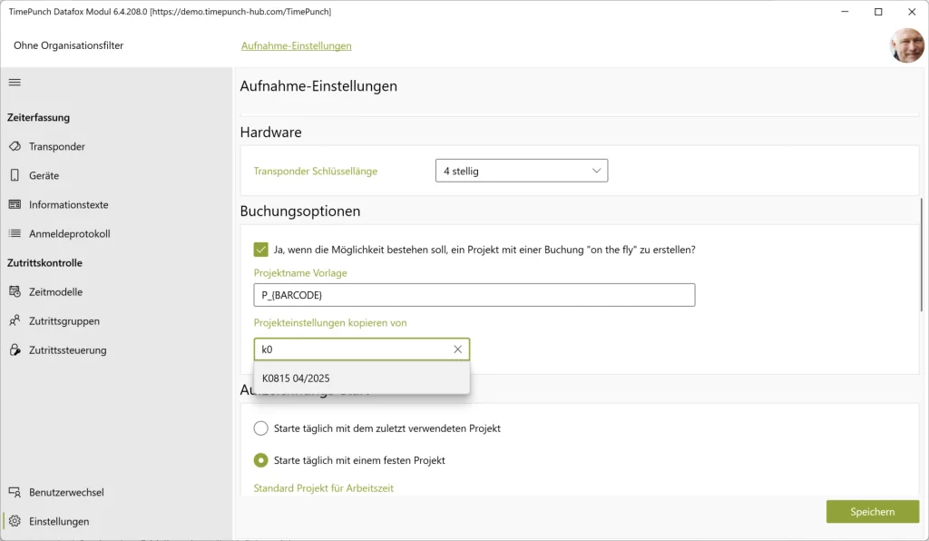 Neue Aufträge lassen sich direkt aus einer Projektvorlage erstellen.